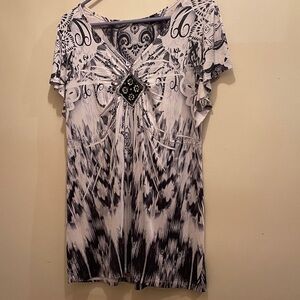 Apt. 9 Black and White Abstract Blouse